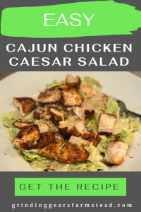 Pinterest Pin for Cajun Chicken Caesar Salad.