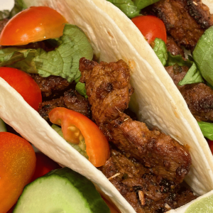 Close up of Epicure Sizzlin' Steak Taco.