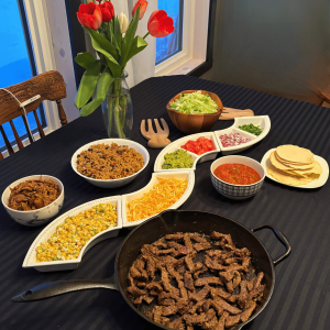 Epicure Sizzlin' Steak Taco Bar set up.