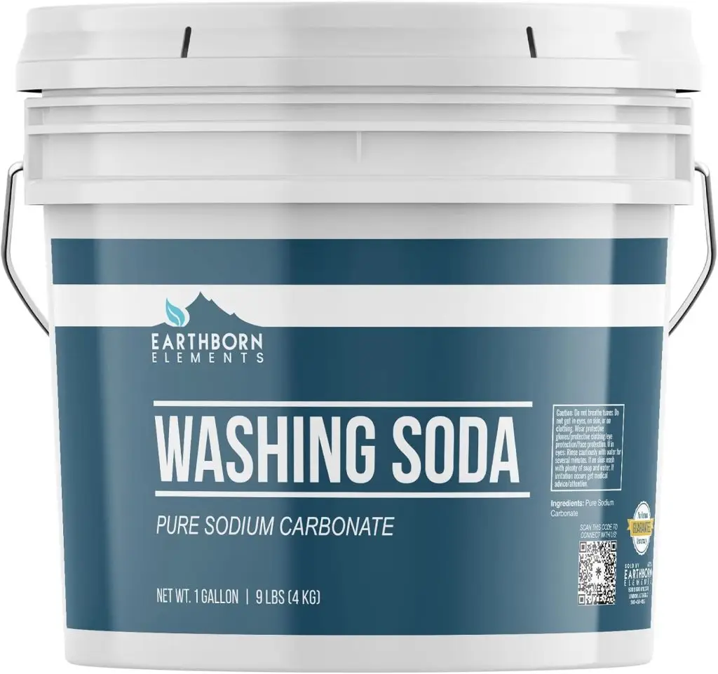 Pail of washing soda.