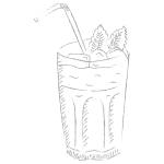 Drink in a glass with a straw and garnish.