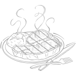 Plate with a large steak and baked potato.