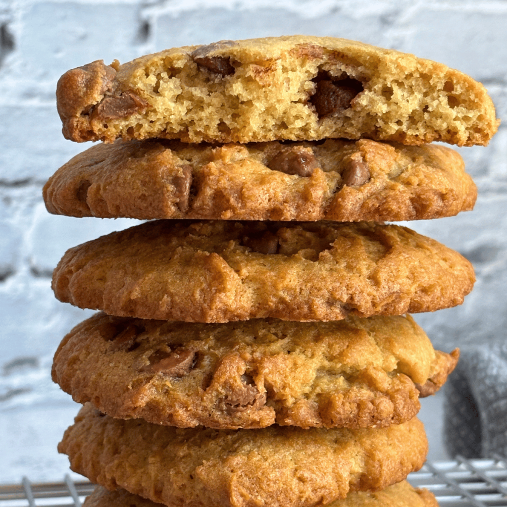 Stack of Sourdough Discard Chocolate Chip Cookies
