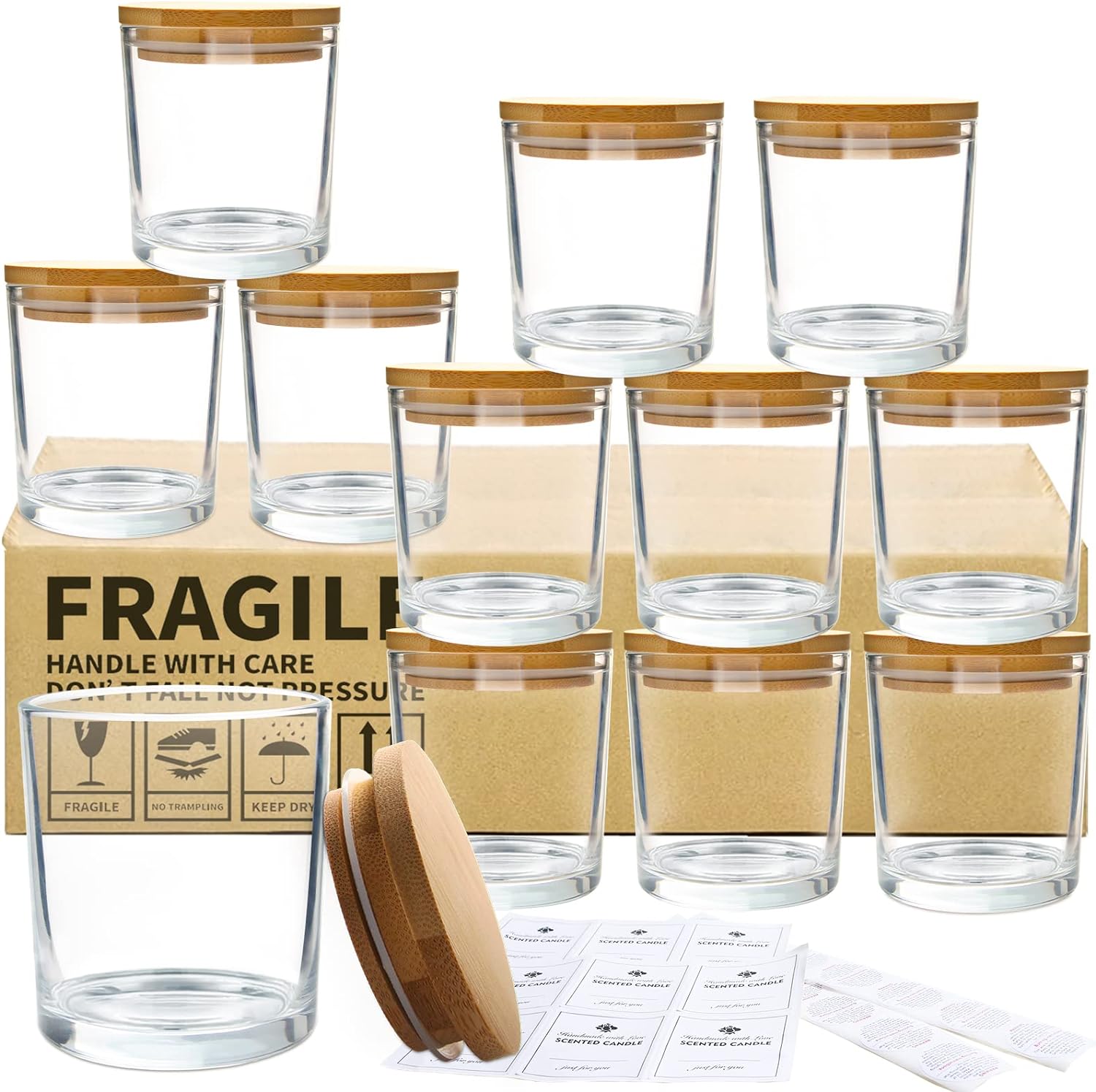Clear Glass Jars with Bamboo Lids