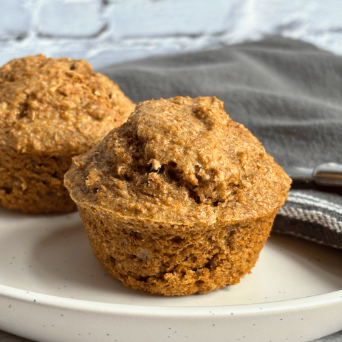 Bran muffin on a plate