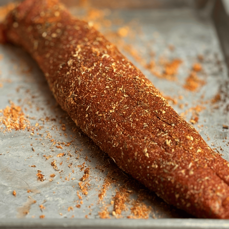 Pork tenderloin with seasoning rub.