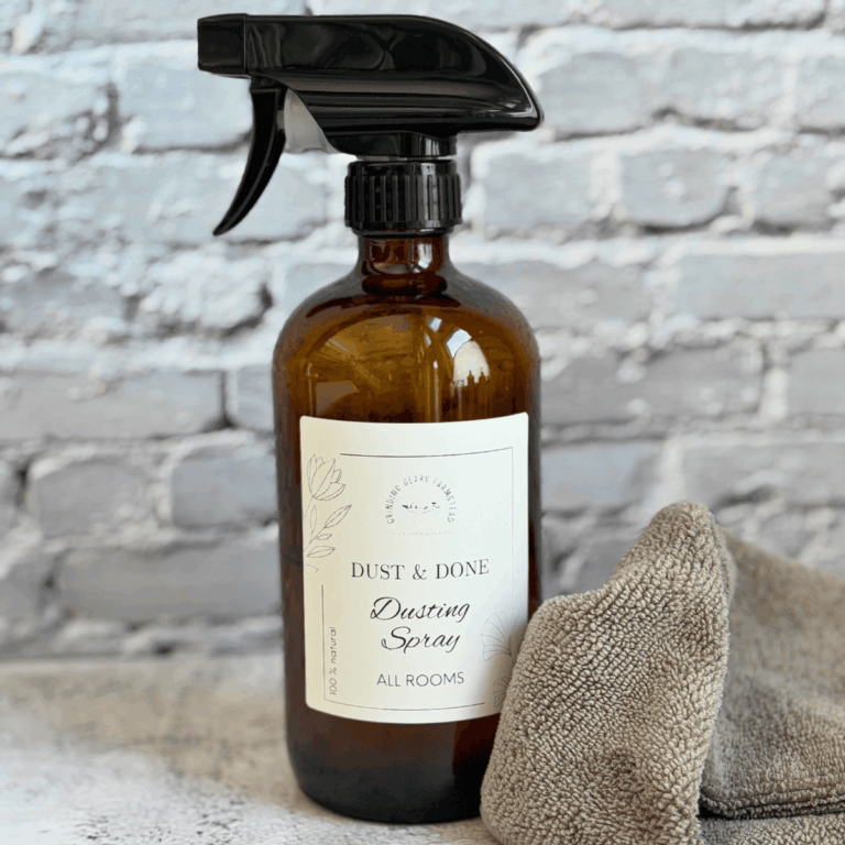 Spray bottle of dusting spray.