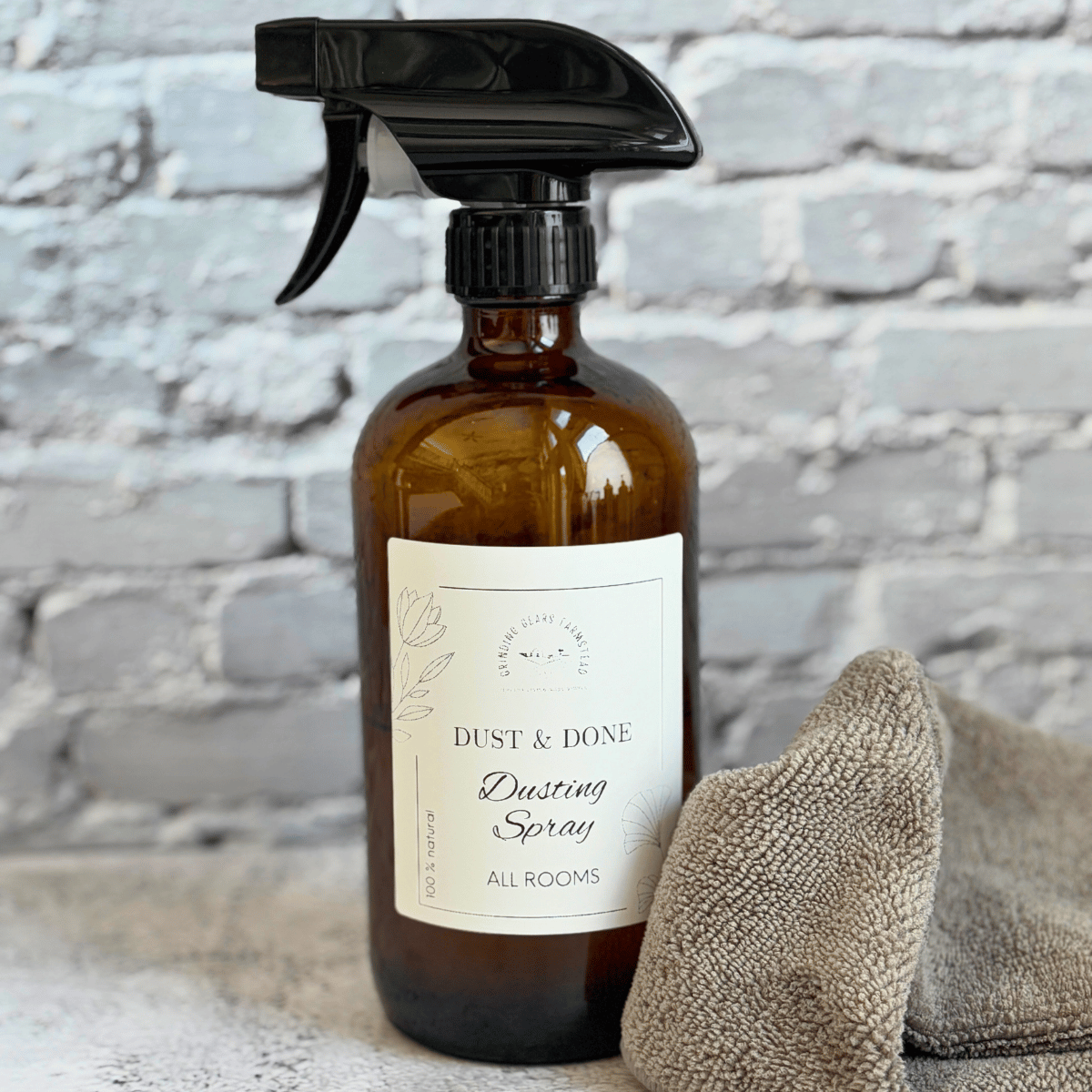 Spray bottle of dusting spray.