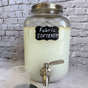 One gallon jar of homemade laundry fabric softener