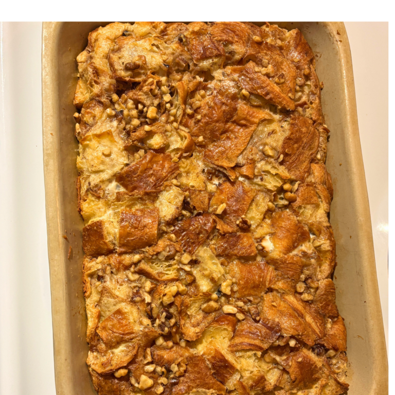 French toast casserole baked in a pan