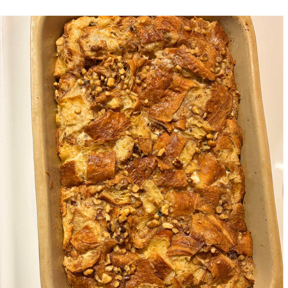 French toast casserole baked in a pan